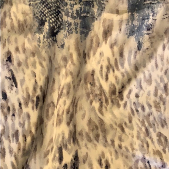 Alfani Blouse Blue and Tan. Cute Sleeves. - Picture 4 of 5